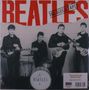 "THE BEATLES" groß in Rot, "THE DECCA TAPES" in Schwarz. Vier junge Männer in Lederjacken mit Instrumenten., LP