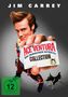 "ACE VENTURA EIN TIERISCHER DETEKTIV COLLECTION". Ein Mann in bunter Kleidung hält ein Schild. Ein kleiner Hund schaut hoch., 3 DVDs
