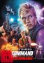 Der Text "DOLPH LUNDGREN COMMAND PERFORMANCE". Illustration mit Action-Szenen, Helikopter, Waffen, Explosionen. FSK 18-Symbol., DVD