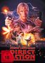 FSK ab 18. Dolph Lundgren. Direct Action. Explosionen, Autos, Personen mit Waffen in actionreicher Illustration.