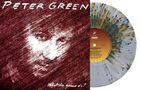 "Peter Green, Whatcha gonna do?" Ein abstraktes Porträt in Rot-Tönen, daneben eine marmorierte Schallplatte.