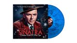 "FRANK SINATRA Christmas With Ol' Blue Eyes" steht auf einem Weihnachtsalbumcover mit einem Porträt in einem roten Mantel., LP