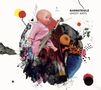 Text: "NARRSTEIDLE GHOST ANTS". Collage mit Baby-Puppe, abstrakten Formen, Pflanzen, Farbklecksen und Linien., CD