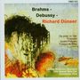 Text: Brahms - Debussy - Richard Dünser. Da unten im Tale, Threnodie, Quatre Préludes, Fresque de Rêve. Letizia Scherrer, Sopran. Trio Happy New Ear, Ensemble Plus. Oben links eine abstrakte Malerei in gedeckten Farben., CD