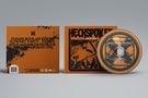 CD-Cover mit Titeln wie "BOCK AUF STRESS", "WARUM", und "SHOWTIME", orange-schwarze Farbgebung mit stilisiertem Muster., CD