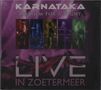 "KARNATAKA Requiem For A Night LIVE IN ZOETERMEER" auf violettem Hintergrund mit Konzertszenen und Instrumenten., CD