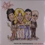 Oben: "Amyl & the Sniffers", unten: "Truth or Consequence Live Album". Karikatur von vier Personen in einer Band., LP