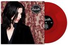 "15th Anniversary Edition, Ada Lita, Transparent Red Wine. Frau mit schwarzem Haar vor gemustertem Hintergrund, rote Schallplatte."