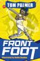 „TOM PALMER; FRONT FOOT; Illustrated by Robin Boyden.“ Eine Illustration eines Cricketspielers beim Schlag., Buch