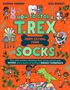 Buchtitel: "HOW TO STOP A T.REX FROM EATING YOUR SOCKS". Illustrationen mit Kindern, einem Dino und wissenschaftlichen Motiven.