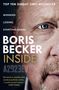 Der Text zeigt: “WINNING LOSING STARTING AGAIN BORIS BECKER INSIDE A2923EV”. Rechts ist ein halbes Gesicht abgebildet., Buch