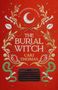 “A THREADNEEDLE NOVELLA”, „THE BURIAL WITCH“, „CARI THOMAS“. Rotes, besticktes Cover mit Mondsichel, Schlangen und Pflanzen.