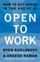 Blauer Hintergrund, oben Namen: Ryan Roslansky und Aneesh Raman, in der Mitte "Open to Work", unten schwarz: "Cover to be revealed"., Buch