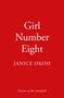 "Girl Number Eight", "Janice Okoh", "Cover to be revealed"; weißer Text auf rotem Hintergrund.
