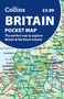 "Collins Britain Pocket Map £3.99. Der perfekte Weg, um Großbritannien und Nordirland zu erkunden." Kartenausschnitt.