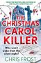 „THE CHRISTMAS CAROL KILLER“ in Rot. Hintergrund: Kirche, Frost und blutige Notenblätter., Buch