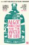 „Algot, Annastina and the Water of Life“ von Jonas Jonasson. Flaschenform mit ländlicher Szene, Schweinen und Gebäuden.