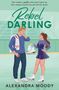 Text oben: "She needs a partner who won't give up. He's ready to prove he won't let her down." Titel "Rebel Darling". Illustration von zwei Menschen auf dem Eis, eine hält Schlittschuhe.