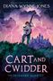 Texte: "Diana Wynne Jones", "Cart and Cwidder", "The Dalemark Quartet". Illustration eines Musikers mit Gitarre vor einer Burg., Buch