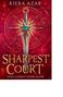 Text: "KIERA AZAR", "SHARPEST COURT", "GODS CANNOT STAND ALONE". Darstellung eines Schwertes vor rotem Hintergrund.