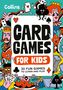 Text: "Card Games for Kids", "30 Fun Games to Learn and Play". Bunte, cartoonartige Illustrationen mit Kartenmotiven.