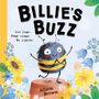 "Billie's Buzz. Six legs. Four wings. No limits. Alison Brown." Fröhliche Biene, umgeben von bunten Blumen.