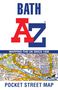 "BATH", "MAPPING THE UK SINCE 1936", "POCKET STREET MAP". Logo "A-Z". Bunter Kartenausschnitt von Bath.