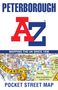 "PETERBOROUGH", Logo "A-Z", "MAPPING THE UK SINCE 1936", Straßenkarte mit Orten wie "Peterborough Cathedral".