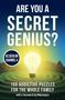 "Are you a secret genius?" und "100 addictive puzzles for the whole family." Eine Glühbirne in einem grünen Labyrinth., Buch