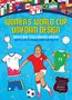 Women's World Cup Uniform Design, Soccer Coloring Book mit Flaggenstickern. Frau in rotem Trikot spielt Fußball.