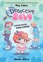 „Detective Baby: Cheerleader Challenge“, illustriert von Amelia Allore, zeigt ein Comic-Mädchen mit Hut und zwei Teenager., Buch