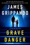 "Grave Danger" von James Grippando. Silhouette einer Person mit Kind, stehen vor einem beleuchteten Gebäude.