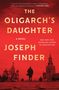 Oben Zitat von Stephen King. Titel: "The Oligarch's Daughter", Autor: Joseph Finder. Roter Hintergrund, markantes Gebäude., Buch