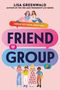 "Friend Group". Zwei Mädchen oben, vier unten, alle mit Smartphones. Farbenfrohes Design und Illustrationen.