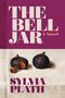 Text: „The Bell Jar: A Novel“, „Sylvia Plath“. Eine Illustration von Feigen auf hellem Hintergrund, oben violett., Buch
