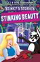 Titel: "Stinking Beauty". Oben: "J.J. & Chris Grabenstein". Illustration einer Frau im Bett mit einem sprechenden Stinktier.