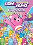 Text: "CARE BEARS Hug & Seek A SEARCH AND FIND BOOK." Fröhliche Bären in verschiedenen Farben jubeln und winken.
