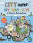CITY ISLAND, MY BUSY CITY! A Sticker & Activity Book. 500 Stickers Inside! Cartoonhafte Stadtansicht mit Figuren.