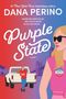 Buchtitel "Purple State". Illustration: Frau mit "Vote"-Button, Mann mit Hund vor Truck, im Hintergrund Brücke., Buch