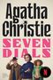Text: Agatha Christie, Seven Dials. Menschen in altmodischer Kleidung, ein Mann mit Hut, zwei Frauen in bunten Kleidern. Netflix-Logo., Buch