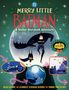 Texte: Merry Little Batman, A Sticker Storybook Adventure, Includes 100+ Sticker Scenes! Schwarz gekleideter Held vor Mond.
