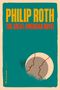 "PHILIP ROTH THE GREAT AMERICAN NOVEL" in gelber und roter Schrift. Grafik eines Baseballs mit roten Linien, umgeben von grünem Hintergrund., Buch