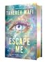 "TAHEREH MAFI ESCAPE ME SEPT 2026 COVER TO BE REVEALED". Schwarzer Buchumschlag mit weißen Buchstaben., Buch