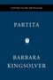 Text: "COVER TO BE REVEALED", "PARTITA", "HARPER", "BARBARA KINGSOLVER". Blauer Hintergrund mit kleinem Logo.