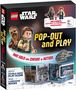 Texte: "Star Wars", "LEGO", "Pop-Out and Play", "Han Solo and Chewie in Action". Illustration: Han Solo und Chewbacca als LEGO., Buch