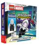 "Includes Ghost-Spider Minifigure." LEGO-Logo, Marvel-Logo, Comic-Illustration von Ghost-Spider und Spider-Man., Buch