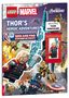 "THOR'S HEROIC ADVENTURES", "INCLUDES THOR MINIFIGURE", LEGO Superhelden, Avengers, Thor mit Hammer und Minifiguren., Buch