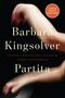 „Barbara Kingsolver, Partita, A Novel“ steht groß. Oberer Kreis: „Large Print Edition“. Verschwommene Hände am Klavier., Buch