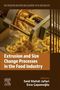 „Extrusion and Size Change Processes in the Food Industry“. Zwei Herausgebernamen. Foto einer Maschine mit gelben Nudeln., Buch