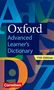 Text: "Oxford Advanced Learner’s Dictionary, 11th Edition, Cornelsen." Bunte Buchstaben im Hintergrund., Buch